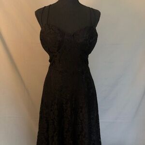 Black Lace Fit and Flare Dress with Sweetheart Neckline